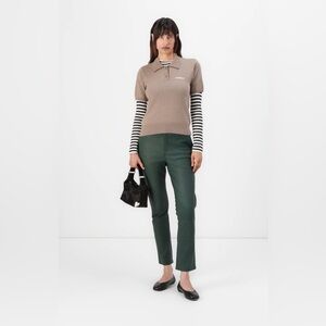 NWOT 2nd Day LEYA REFINED STRETCH Leather trousers jungle green SIZE XXL